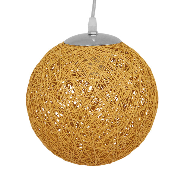 GloboStar® OCEANA 01200 Vintage Κρεμαστό Φωτιστικό Οροφής Μονόφωτο 1 x E27 Μπεζ Ξύλινο Ψάθινο Rattan Φ20 x Υ20cm - ledmania.gr