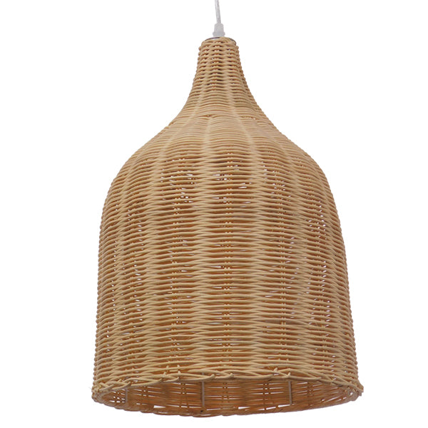 GloboStar® BAHAMAS 01202 Vintage Κρεμαστό Φωτιστικό Οροφής Μονόφωτο Μπεζ Ξύλινο Ψάθινο Bamboo Φ30 x Υ47cm - ledmania.gr