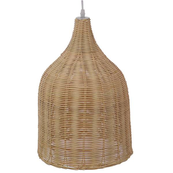 GloboStar® BAHAMAS 01202 Vintage Κρεμαστό Φωτιστικό Οροφής Μονόφωτο Μπεζ Ξύλινο Ψάθινο Bamboo Φ30 x Υ47cm - ledmania.gr
