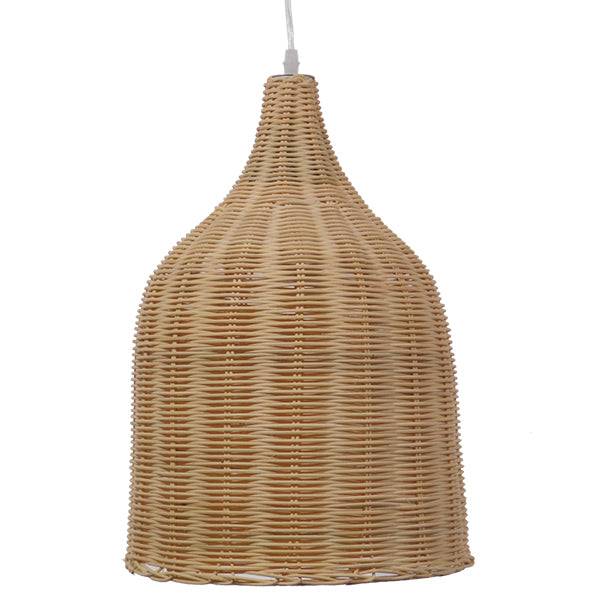 GloboStar® BAHAMAS 01202 Vintage Κρεμαστό Φωτιστικό Οροφής Μονόφωτο Μπεζ Ξύλινο Ψάθινο Bamboo Φ30 x Υ47cm - ledmania.gr