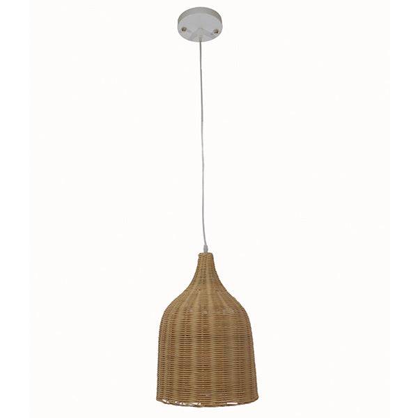 GloboStar® BAHAMAS 01202 Vintage Κρεμαστό Φωτιστικό Οροφής Μονόφωτο Μπεζ Ξύλινο Ψάθινο Bamboo Φ30 x Υ47cm - ledmania.gr