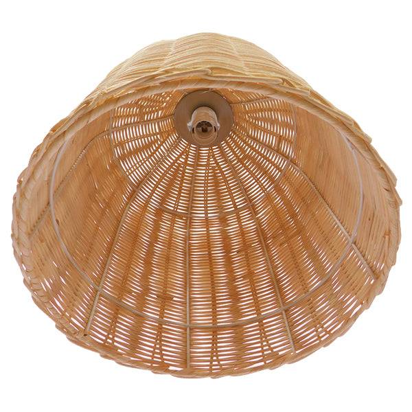 GloboStar® BAHAMAS 01202 Vintage Κρεμαστό Φωτιστικό Οροφής Μονόφωτο Μπεζ Ξύλινο Ψάθινο Bamboo Φ30 x Υ47cm - ledmania.gr