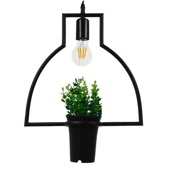 GloboStar® KERRIA 01209 Μοντέρνο Κρεμαστό Φωτιστικό Οροφής Μονόφωτο Μαύρο Μεταλλικό Flowerpot Φ34 x Y34cm - ledmania.gr