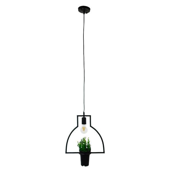 GloboStar® KERRIA 01209 Μοντέρνο Κρεμαστό Φωτιστικό Οροφής Μονόφωτο Μαύρο Μεταλλικό Flowerpot Φ34 x Y34cm - ledmania.gr