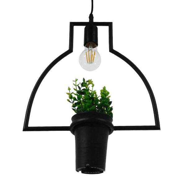 GloboStar® KERRIA 01209 Μοντέρνο Κρεμαστό Φωτιστικό Οροφής Μονόφωτο Μαύρο Μεταλλικό Flowerpot Φ34 x Y34cm - ledmania.gr