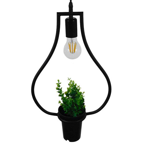 GloboStar® RHEXIA 01210 Μοντέρνο Κρεμαστό Φωτιστικό Οροφής Μονόφωτο Μαύρο Μεταλλικό Flowerpot Φ27 x Y40cm - ledmania.gr