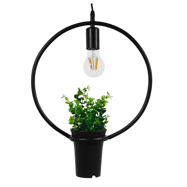 GloboStar® CELOSIA 01212 Μοντέρνο Κρεμαστό Φωτιστικό Οροφής Μονόφωτο Μαύρο Μεταλλικό Flowerpot Φ30 x Y30cm - ledmania.gr
