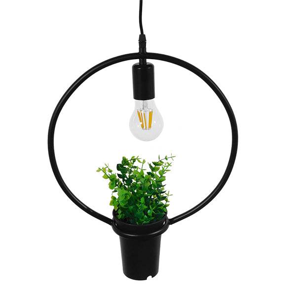 GloboStar® CELOSIA 01212 Μοντέρνο Κρεμαστό Φωτιστικό Οροφής Μονόφωτο Μαύρο Μεταλλικό Flowerpot Φ30 x Y30cm - ledmania.gr