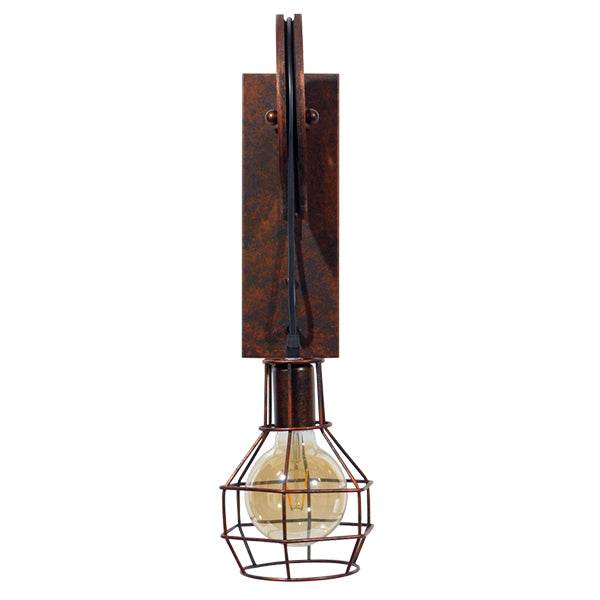 GloboStar® RYDON 01216 Vintage Industrial Φωτιστικό Τοίχου Απλίκα Μονόφωτο Καφέ Σκουριά Μεταλλικό Πλέγμα Φ15 x Μ24 x Π15 x Υ70cm - ledmania.gr