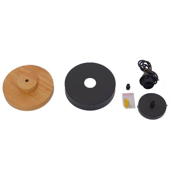 GloboStar® RUHIEL 01233 Μοντέρνο Κρεμαστό Φωτιστικό Οροφής Μονόφωτο Μαύρο Μεταλλικό με Φυσικό Ξύλο Καμπάνα Φ18 x Y12cm - ledmania.gr