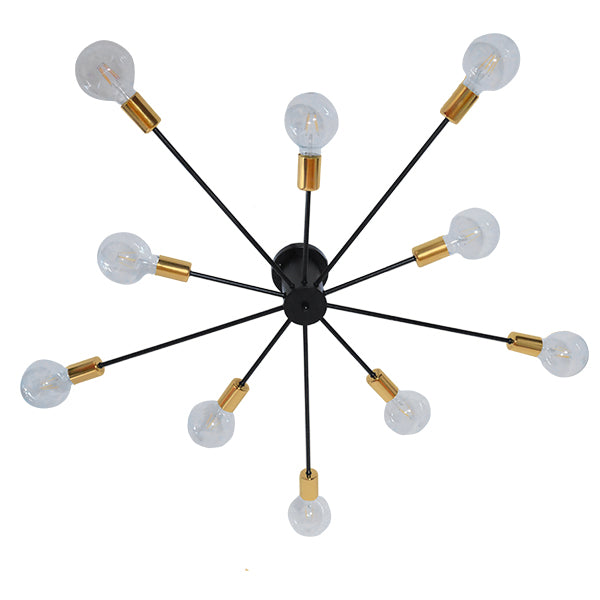 GloboStar® OLINDA 01244 Μοντέρνο Industrial Φωτιστικό Οροφής Πολύφωτο Μαύρο Μεταλλικό Φ95 x Y17cm - ledmania.gr