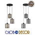 GloboStar® RAINELDA 01246 Μοντέρνο Κρεμαστό Φωτιστικό Οροφής Τρίφωτο Μαύρο Μεταλλικό Πλέγμα με Λευκό Γυαλί Φ40 x Y19cm - ledmania.gr