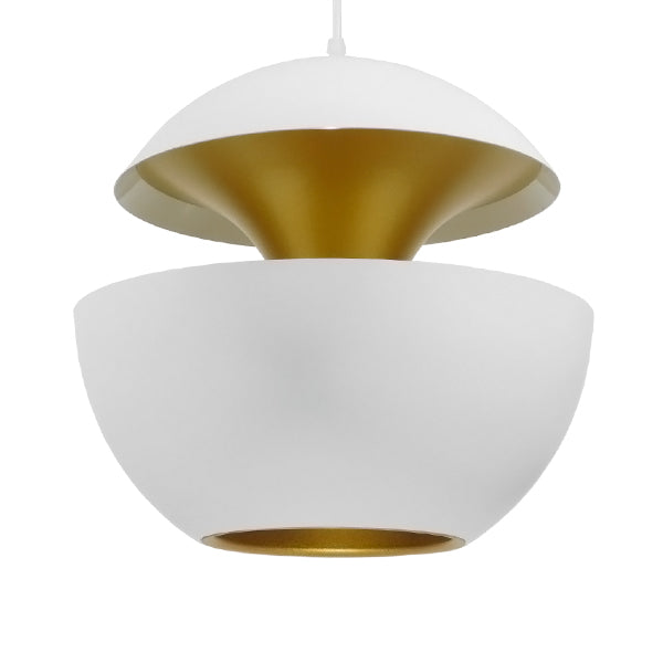 GloboStar® SEVILLE WHITE 01268 Μοντέρνο Κρεμαστό Φωτιστικό Οροφής Μονόφωτο Λευκό Μεταλλικό Φ35 x 33cm - ledmania.gr