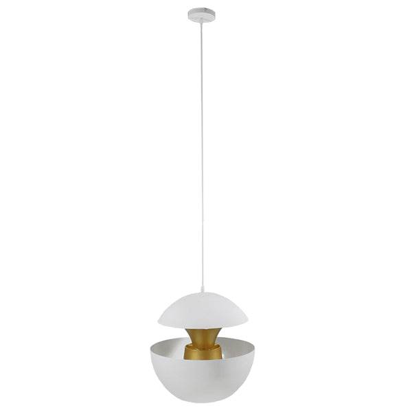 GloboStar® SEVILLE WHITE 01268 Μοντέρνο Κρεμαστό Φωτιστικό Οροφής Μονόφωτο Λευκό Μεταλλικό Φ35 x 33cm - ledmania.gr