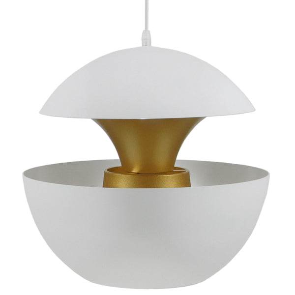 GloboStar® SEVILLE WHITE 01268 Μοντέρνο Κρεμαστό Φωτιστικό Οροφής Μονόφωτο Λευκό Μεταλλικό Φ35 x 33cm - ledmania.gr