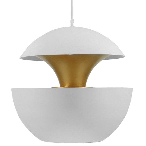 GloboStar® SEVILLE WHITE 01268 Μοντέρνο Κρεμαστό Φωτιστικό Οροφής Μονόφωτο Λευκό Μεταλλικό Φ35 x 33cm - ledmania.gr