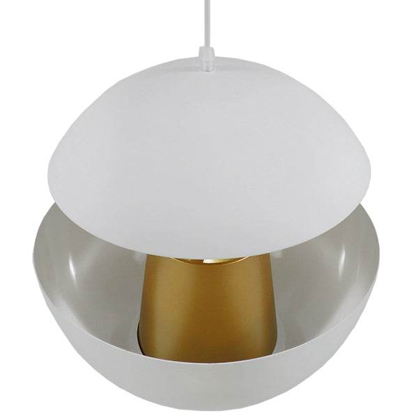 GloboStar® SEVILLE WHITE 01268 Μοντέρνο Κρεμαστό Φωτιστικό Οροφής Μονόφωτο Λευκό Μεταλλικό Φ35 x 33cm - ledmania.gr