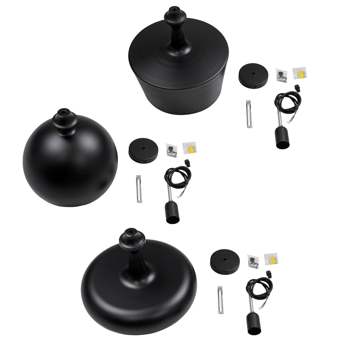 GloboStar® ROCKFORD 01287 SET 3 Μοντέρνα Κρεμαστά Φωτιστικά Οροφής Τρίφωτο 3 x E27 Μαύρα Μεταλλικά Καμπάνα - ledmania.gr
