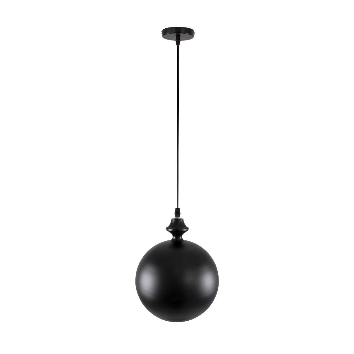 GloboStar® ROCKFORD 01287-B Μοντέρνο Κρεμαστό Φωτιστικό Οροφής Μονόφωτο 1 x E27 Μαύρο Μεταλλικό Καμπάνα Φ24 x Υ27cm - ledmania.gr