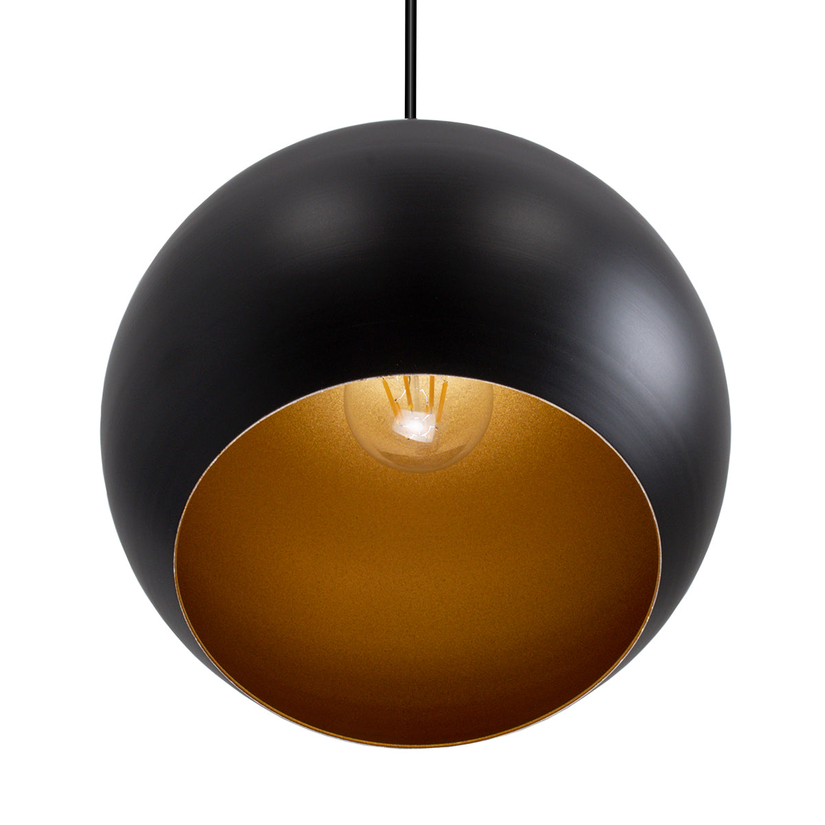 GloboStar® ROCKFORD 01287-B Μοντέρνο Κρεμαστό Φωτιστικό Οροφής Μονόφωτο 1 x E27 Μαύρο Μεταλλικό Καμπάνα Φ24 x Υ27cm - ledmania.gr
