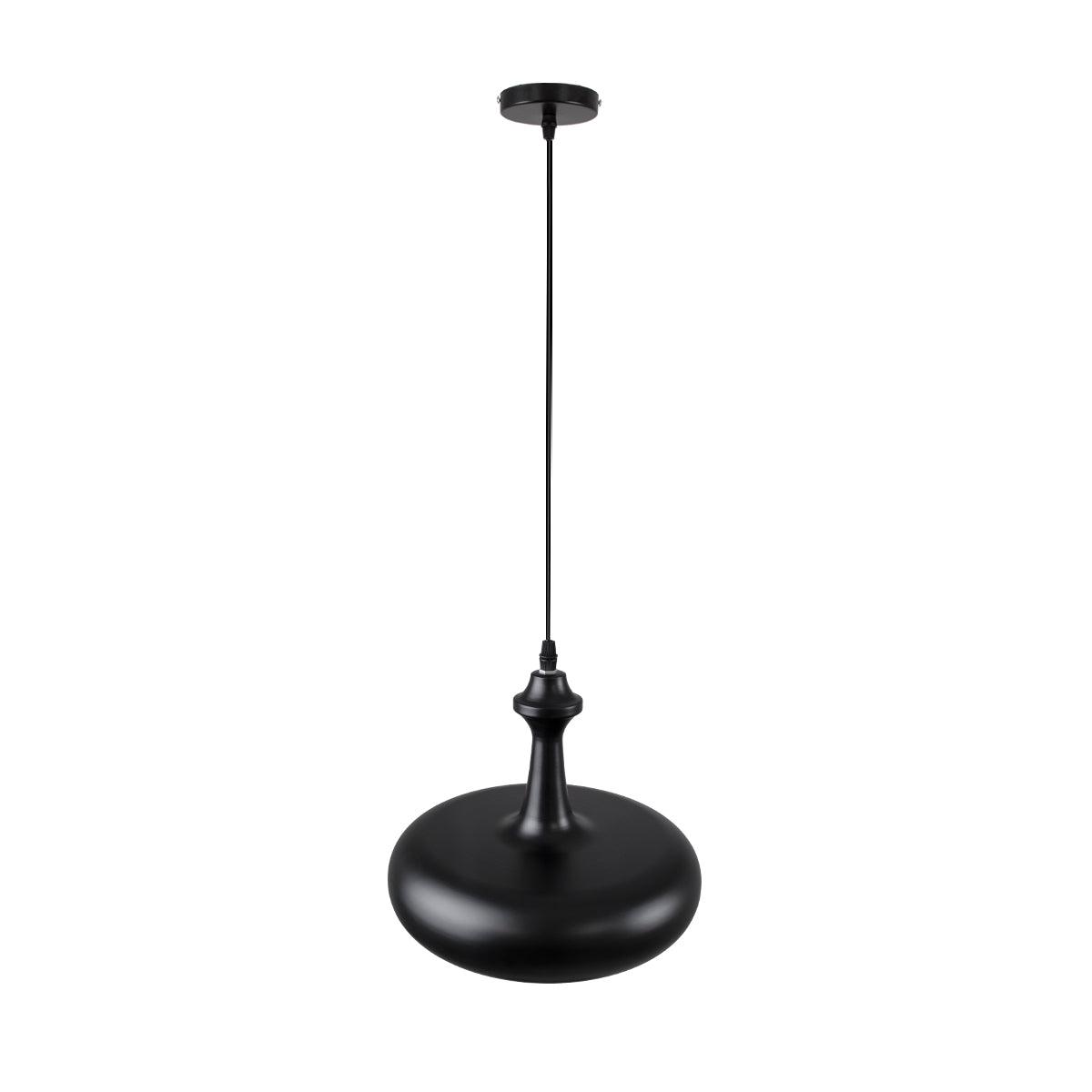 GloboStar® ROCKFORD 01287-C Μοντέρνο Κρεμαστό Φωτιστικό Οροφής Μονόφωτο Μαύρο Μεταλλικό Καμπάνα Φ30 x Υ23cm - ledmania.gr