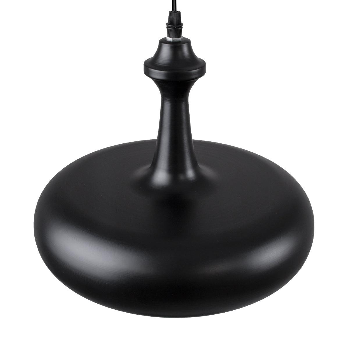 GloboStar® ROCKFORD 01287-C Μοντέρνο Κρεμαστό Φωτιστικό Οροφής Μονόφωτο Μαύρο Μεταλλικό Καμπάνα Φ30 x Υ23cm - ledmania.gr