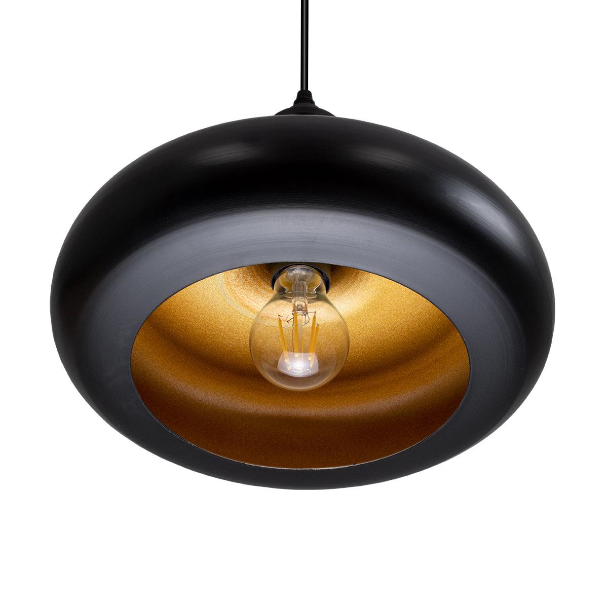 GloboStar® ROCKFORD 01287-C Μοντέρνο Κρεμαστό Φωτιστικό Οροφής Μονόφωτο Μαύρο Μεταλλικό Καμπάνα Φ30 x Υ23cm - ledmania.gr