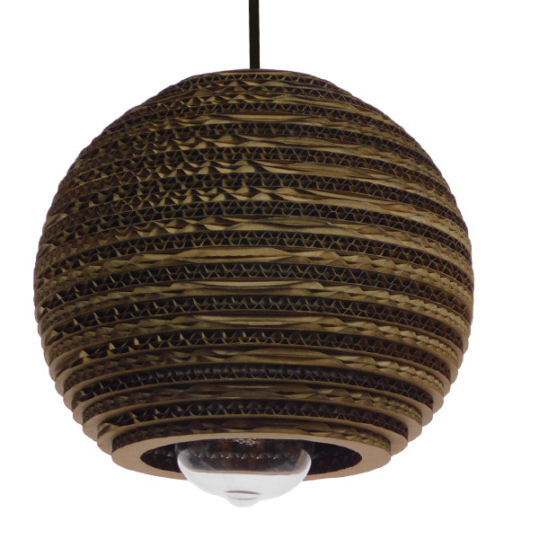 GloboStar® SANTORINI 01288 Vintage Κρεμαστό Φωτιστικό Οροφής Μονόφωτο 3D από Επεξεργασμένο Σκληρό Καφέ Χαρτόνι Καμπάνα Φ20 x Y18cm - ledmania.gr