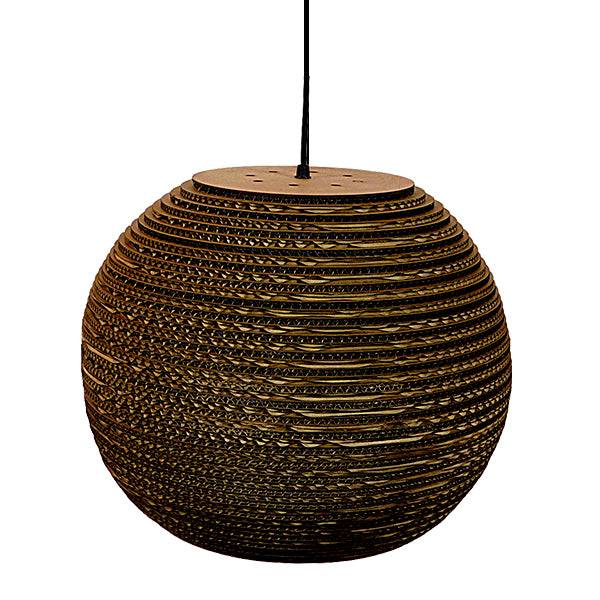 GloboStar® CRETE 01289 Vintage Κρεμαστό Φωτιστικό Οροφής Μονόφωτο 3D από Επεξεργασμένο Σκληρό Καφέ Χαρτόνι Καμπάνα Φ40 x Y34cm - ledmania.gr