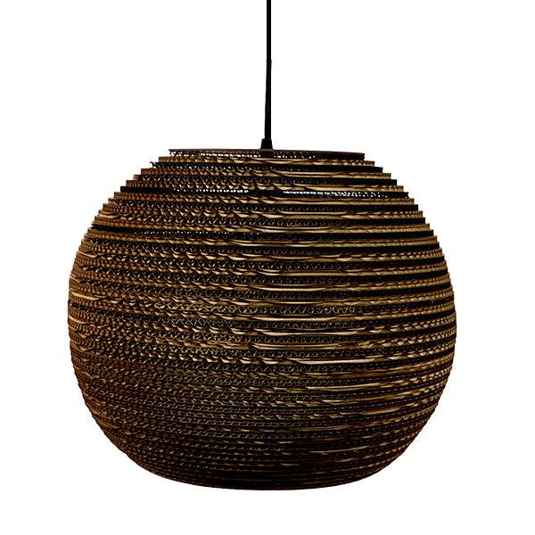 GloboStar® CRETE 01289 Vintage Κρεμαστό Φωτιστικό Οροφής Μονόφωτο 3D από Επεξεργασμένο Σκληρό Καφέ Χαρτόνι Καμπάνα Φ40 x Y34cm - ledmania.gr