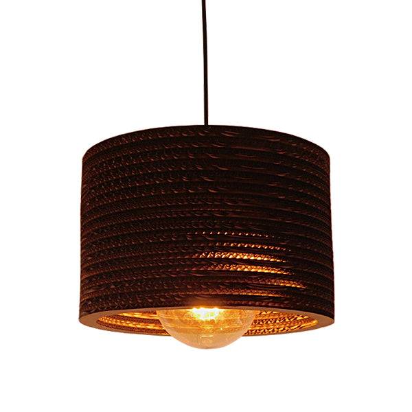 GloboStar® PAROS 01290 Vintage Κρεμαστό Φωτιστικό Οροφής Μονόφωτο 3D από Επεξεργασμένο Σκληρό Καφέ Χαρτόνι Καμπάνα Φ30 x Y20cm - ledmania.gr