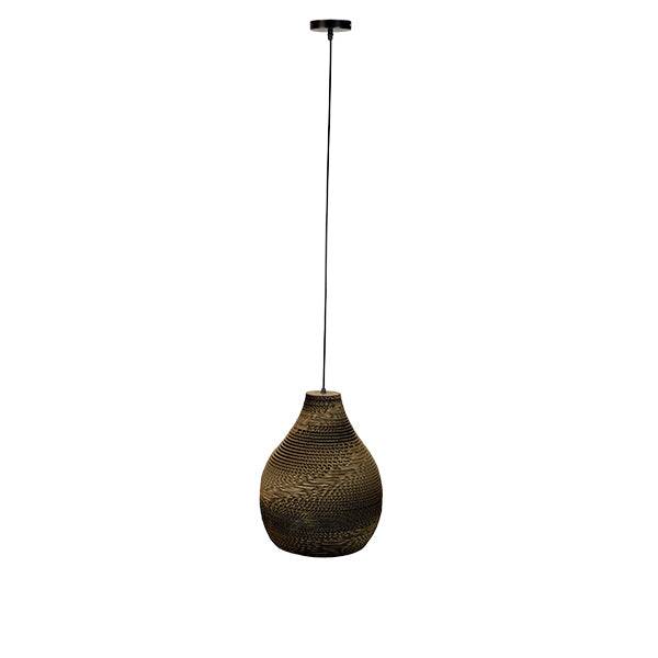 GloboStar® MYKONOS 01292 Vintage Κρεμαστό Φωτιστικό Οροφής Μονόφωτο 3D από Επεξεργασμένο Σκληρό Καφέ Χαρτόνι Καμπάνα Φ30 x Y30cm - ledmania.gr