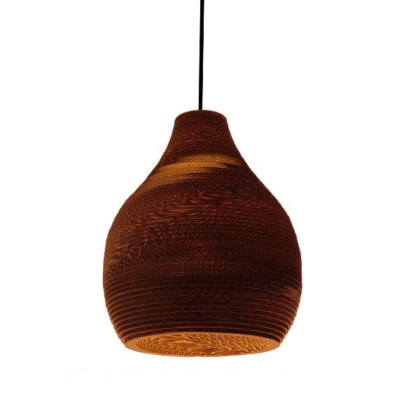 GloboStar® MYKONOS 01292 Vintage Κρεμαστό Φωτιστικό Οροφής Μονόφωτο 3D από Επεξεργασμένο Σκληρό Καφέ Χαρτόνι Καμπάνα Φ30 x Y30cm - ledmania.gr
