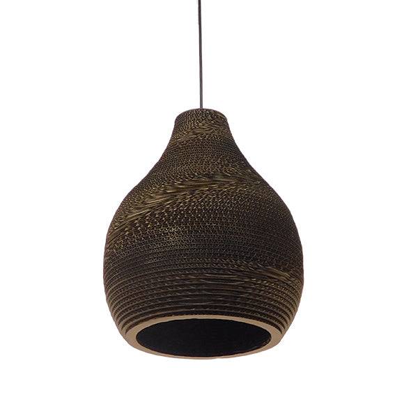 GloboStar® MYKONOS 01292 Vintage Κρεμαστό Φωτιστικό Οροφής Μονόφωτο 3D από Επεξεργασμένο Σκληρό Καφέ Χαρτόνι Καμπάνα Φ30 x Y30cm - ledmania.gr