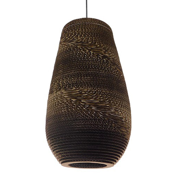 GloboStar® IKARIA 01294 Vintage Κρεμαστό Φωτιστικό Οροφής Μονόφωτο 3D από Επεξεργασμένο Σκληρό Καφέ Χαρτόνι Καμπάνα Φ25 x Y45cm - ledmania.gr