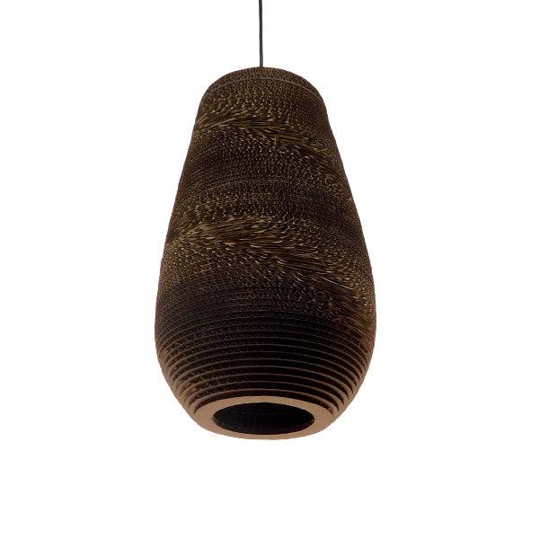 GloboStar® IKARIA 01294 Vintage Κρεμαστό Φωτιστικό Οροφής Μονόφωτο 3D από Επεξεργασμένο Σκληρό Καφέ Χαρτόνι Καμπάνα Φ25 x Y45cm - ledmania.gr