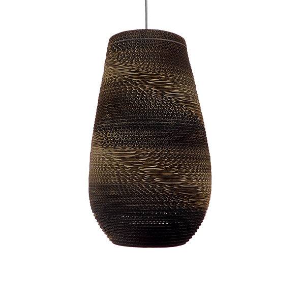 GloboStar® IKARIA 01294 Vintage Κρεμαστό Φωτιστικό Οροφής Μονόφωτο 3D από Επεξεργασμένο Σκληρό Καφέ Χαρτόνι Καμπάνα Φ25 x Y45cm - ledmania.gr
