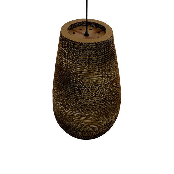 GloboStar® IKARIA 01294 Vintage Κρεμαστό Φωτιστικό Οροφής Μονόφωτο 3D από Επεξεργασμένο Σκληρό Καφέ Χαρτόνι Καμπάνα Φ25 x Y45cm - ledmania.gr