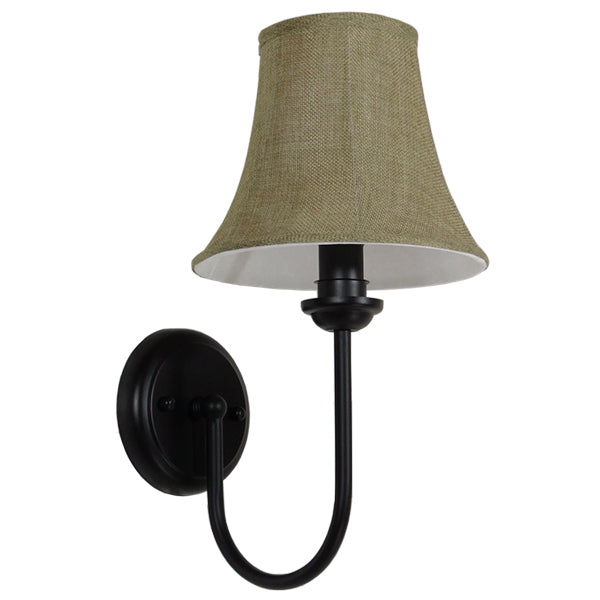 GloboStar® SHELLY 01299 Vintage Φωτιστικό Τοίχου Απλίκα Μονόφωτο Μαύρο Μεταλλικό με Υφασμάτινο Μπεζ Καπέλο Φ20 x Μ18 x Π13 x Υ34cm - ledmania.gr