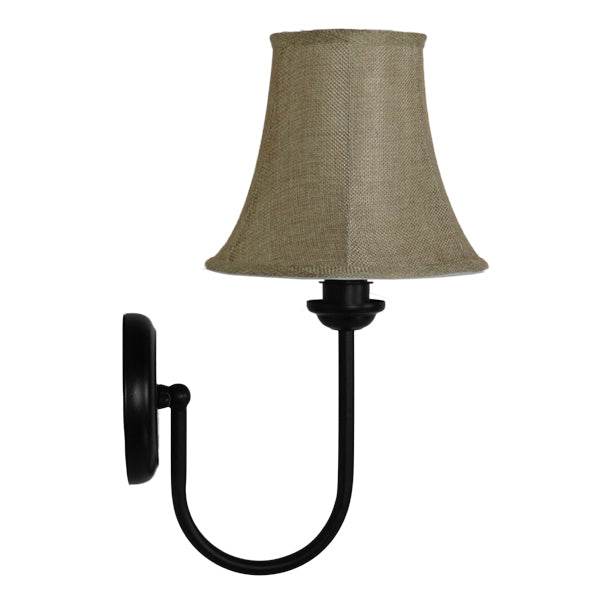 GloboStar® SHELLY 01299 Vintage Φωτιστικό Τοίχου Απλίκα Μονόφωτο Μαύρο Μεταλλικό με Υφασμάτινο Μπεζ Καπέλο Φ20 x Μ18 x Π13 x Υ34cm - ledmania.gr