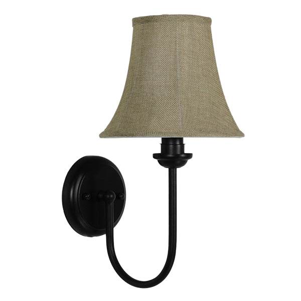 GloboStar® SHELLY 01299 Vintage Φωτιστικό Τοίχου Απλίκα Μονόφωτο Μαύρο Μεταλλικό με Υφασμάτινο Μπεζ Καπέλο Φ20 x Μ18 x Π13 x Υ34cm - ledmania.gr
