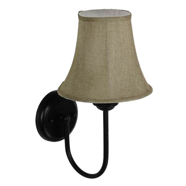 GloboStar® SHELLY 01299 Vintage Φωτιστικό Τοίχου Απλίκα Μονόφωτο Μαύρο Μεταλλικό με Υφασμάτινο Μπεζ Καπέλο Φ20 x Μ18 x Π13 x Υ34cm - ledmania.gr