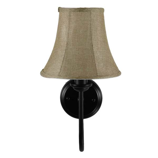 GloboStar® SHELLY 01299 Vintage Φωτιστικό Τοίχου Απλίκα Μονόφωτο Μαύρο Μεταλλικό με Υφασμάτινο Μπεζ Καπέλο Φ20 x Μ18 x Π13 x Υ34cm - ledmania.gr