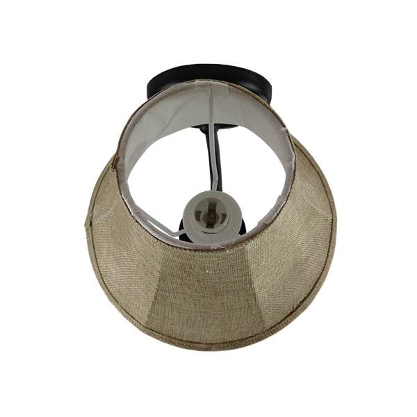 GloboStar® SHELLY 01299 Vintage Φωτιστικό Τοίχου Απλίκα Μονόφωτο Μαύρο Μεταλλικό με Υφασμάτινο Μπεζ Καπέλο Φ20 x Μ18 x Π13 x Υ34cm - ledmania.gr