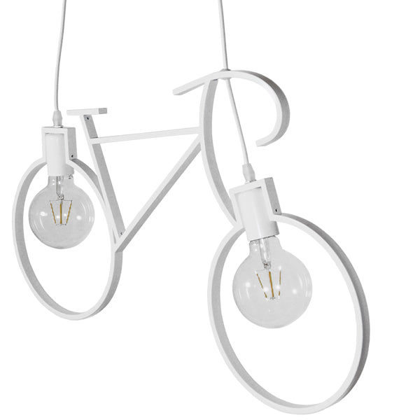 GloboStar® BIKE WHITE 01300 Vintage Κρεμαστό Φωτιστικό Οροφής Δίφωτο Λευκό Μεταλλικό Μ67 x Π1.5 x Υ41cm - ledmania.gr