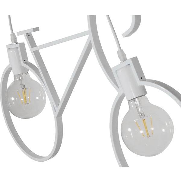 GloboStar® BIKE WHITE 01300 Vintage Κρεμαστό Φωτιστικό Οροφής Δίφωτο Λευκό Μεταλλικό Μ67 x Π1.5 x Υ41cm - ledmania.gr