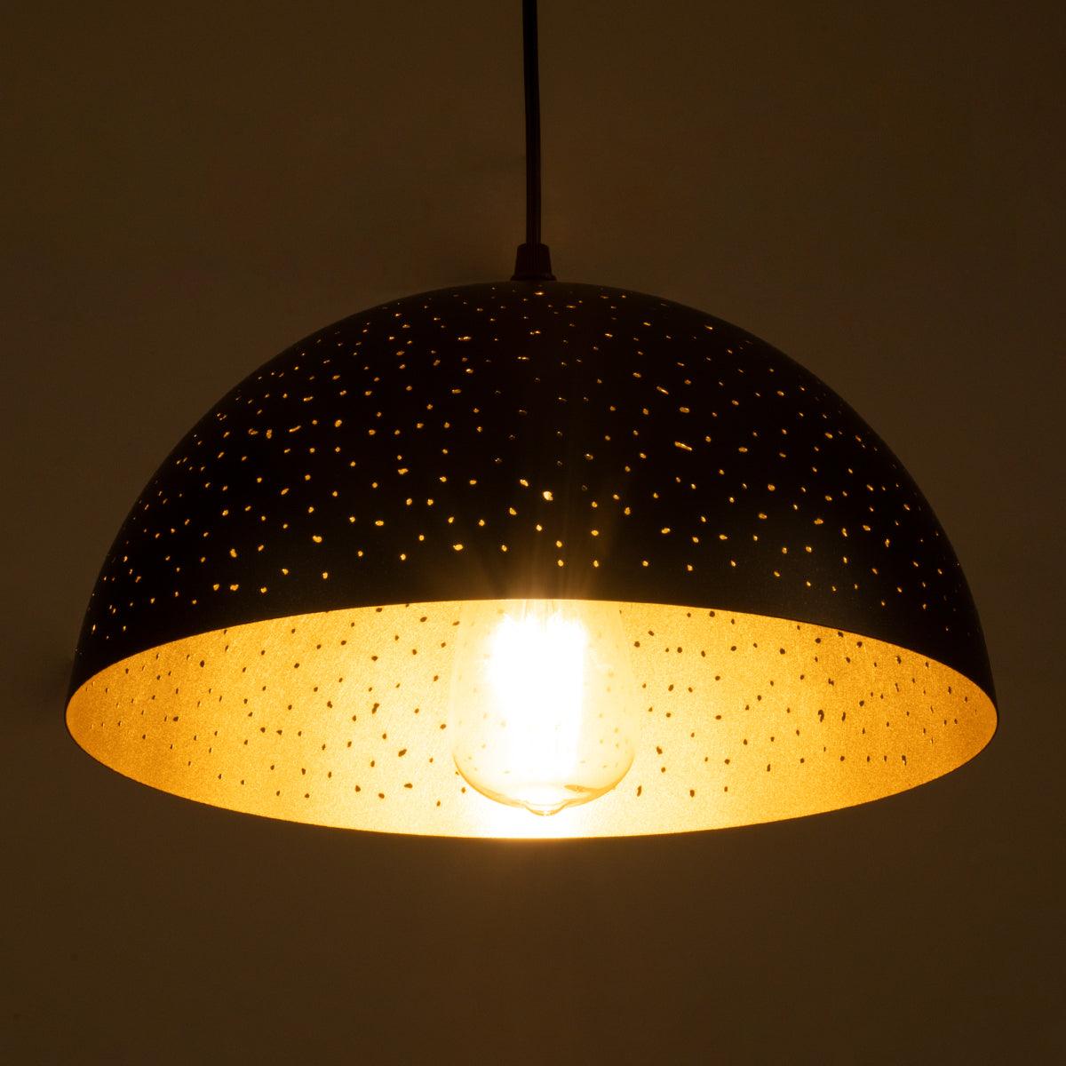 GloboStar® SOLANA 01301 Μοντέρνο Κρεμαστό Φωτιστικό Οροφής Μονόφωτο Μαύρο Μεταλλικό Καμπάνα Φ30 x Υ15cm - ledmania.gr