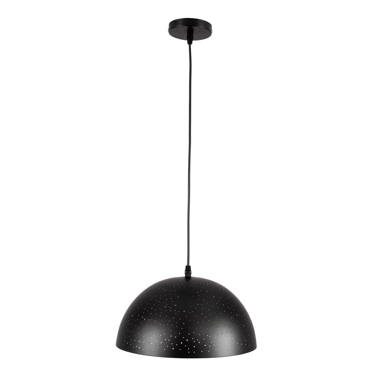 GloboStar® SOLANA 01301 Μοντέρνο Κρεμαστό Φωτιστικό Οροφής Μονόφωτο Μαύρο Μεταλλικό Καμπάνα Φ30 x Υ15cm - ledmania.gr
