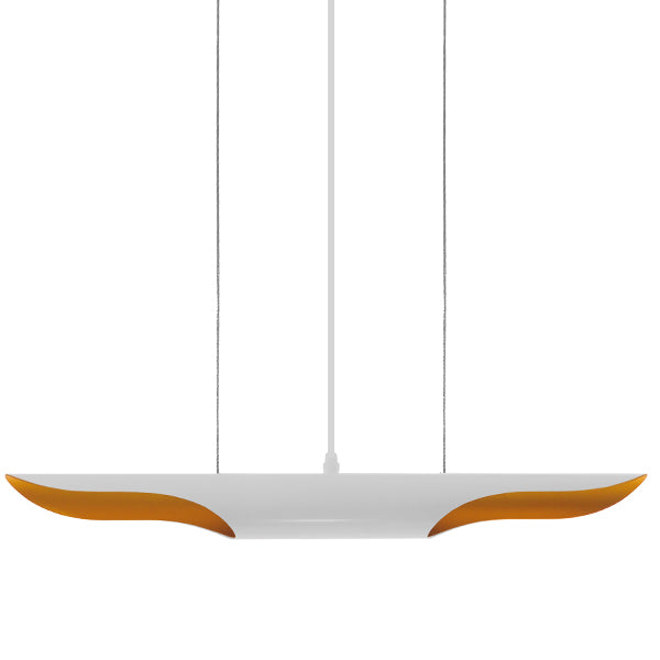 GloboStar® ARTICA 01305 Μοντέρνο Κρεμαστό Φωτιστικό Οροφής Δίφωτο Λευκό Χρυσό Μεταλλικό Μ60 x Π6 x Υ6cm - ledmania.gr