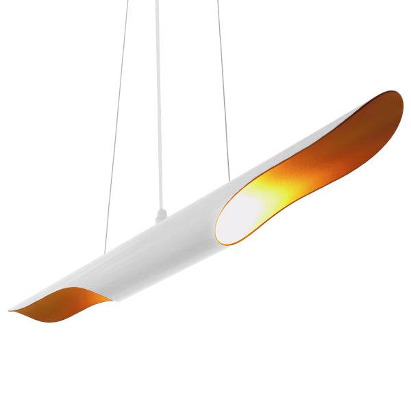GloboStar® ARTICA 01305 Μοντέρνο Κρεμαστό Φωτιστικό Οροφής Δίφωτο Λευκό Χρυσό Μεταλλικό Μ60 x Π6 x Υ6cm - ledmania.gr